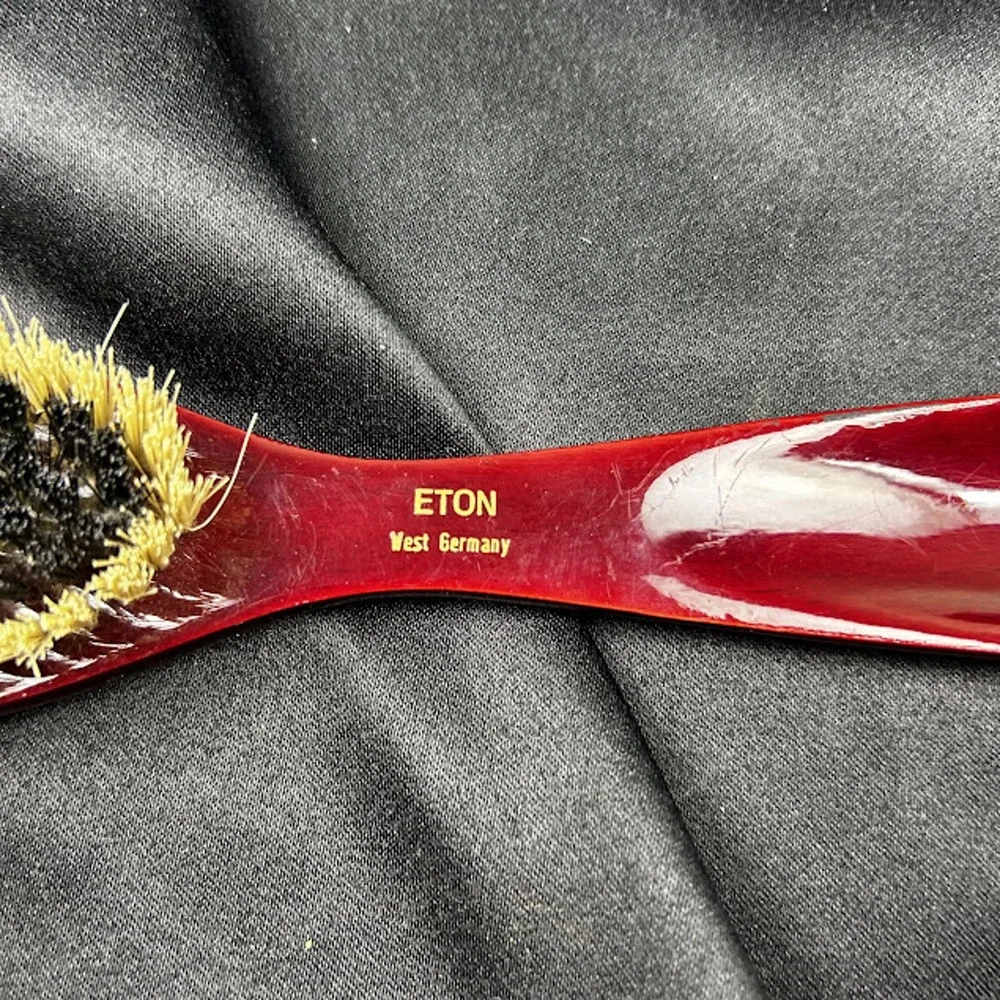 Vintage Eton West Germany Clothes Brush and Shoe Horn Combo Burgundy Resin